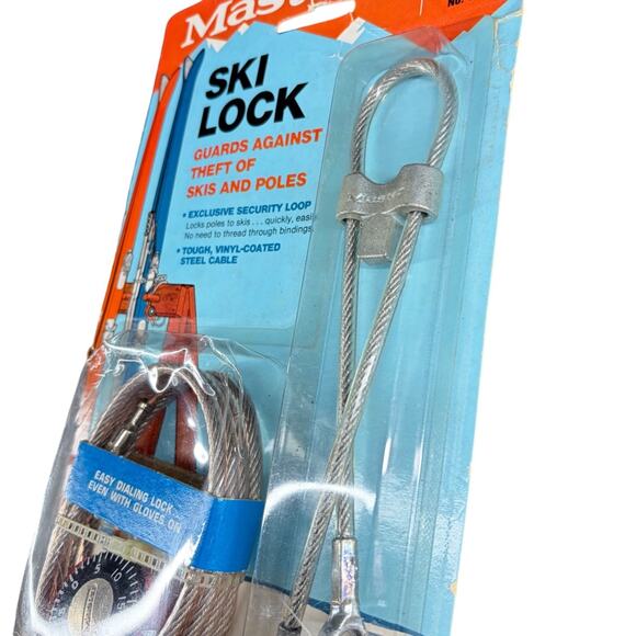 Master Ski Lock No. 859 Vinyl-Coated Steel Cable Combination Lock For Skis & Pol - Picture 7 of 7